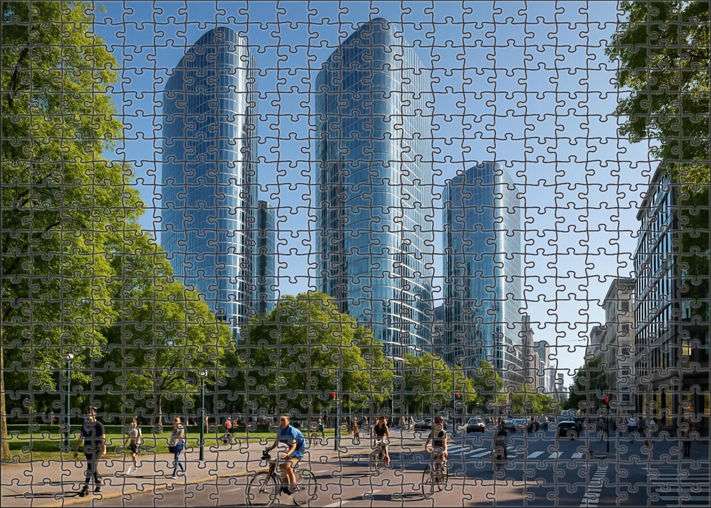 Amsterdam Zuidas Skyline The Netherlands Leading Business District With Contemporary Glass Towers Puzzle For Kids