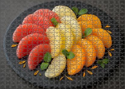 Exotic Citrus Fan Grapefruit Pomelo And Tangerine Segments Large Format Puzzle