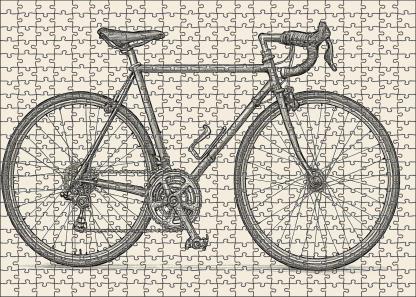 Vintage Bicycle Blueprint Technical Pen Line Drawing Puzzle Challenge