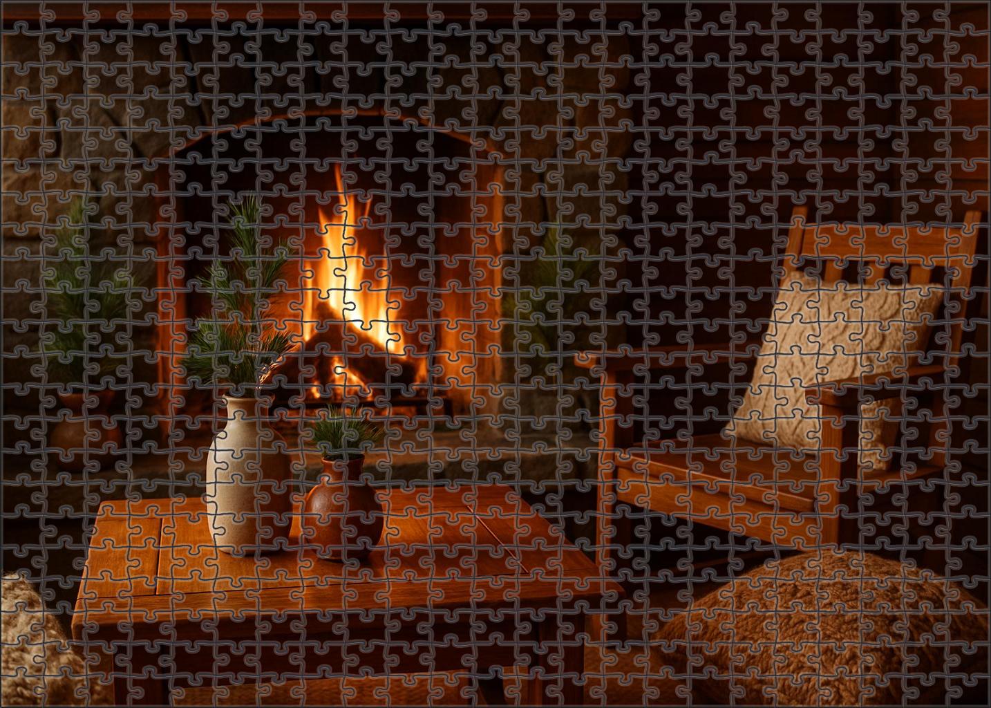 Golden Winter Hearth 200 Piece Puzzle
