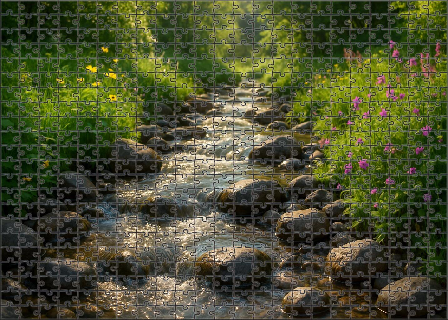 Cascading Mountain Stream Easy Puzzles