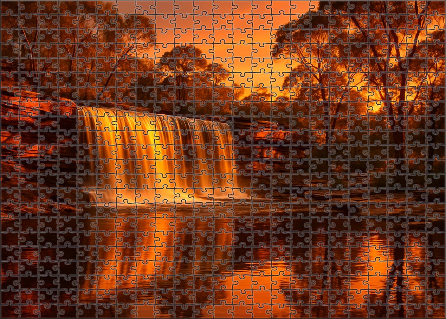 Sunset Amber Curtain Custom Jigsaw Puzzle