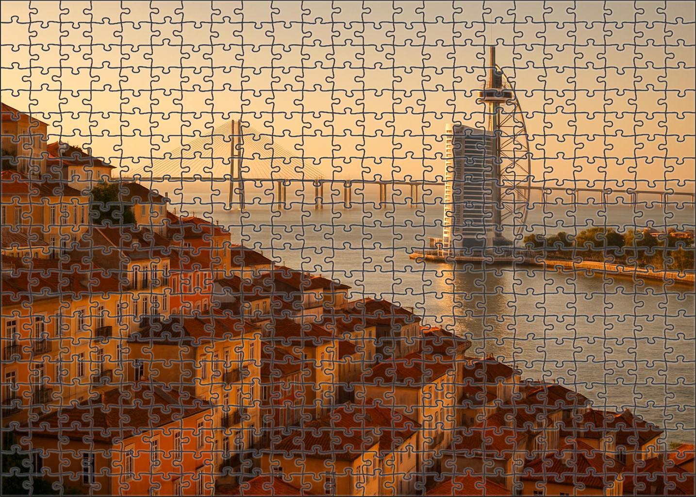 Lisbon Riverfront Skyline Historic Charm Meets Contemporary Revival 300 Piece Puzzle