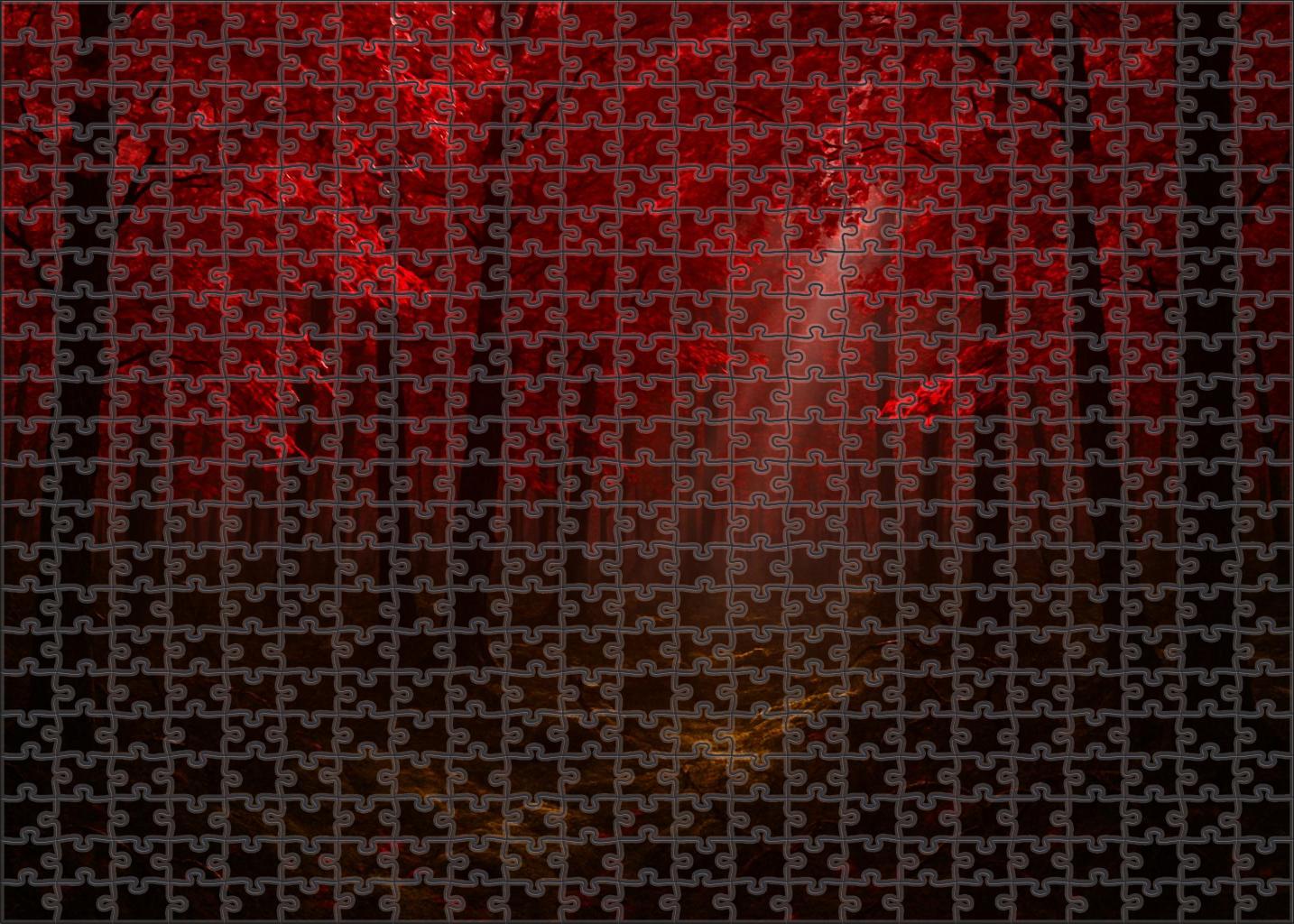 Shadowed Thicket Of Crimson Leaves Custom Jigsaw Puzzle