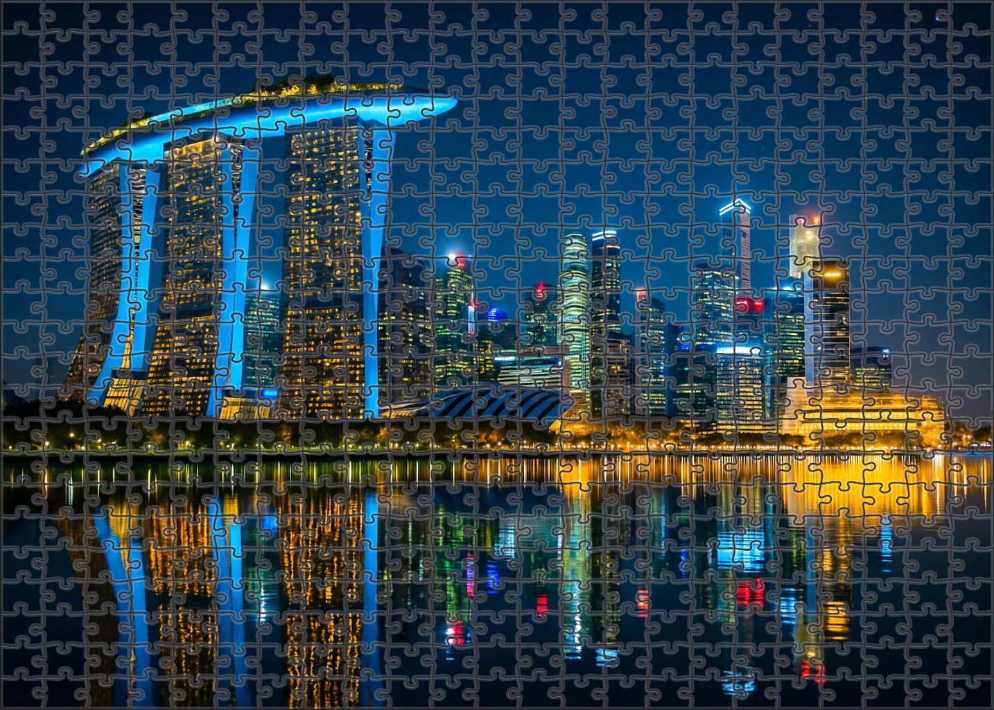 Singapore Marina Bay Skyline Globally Ranked Among The Top Iconic Waterfront Skylines 300 Piece Puzzle