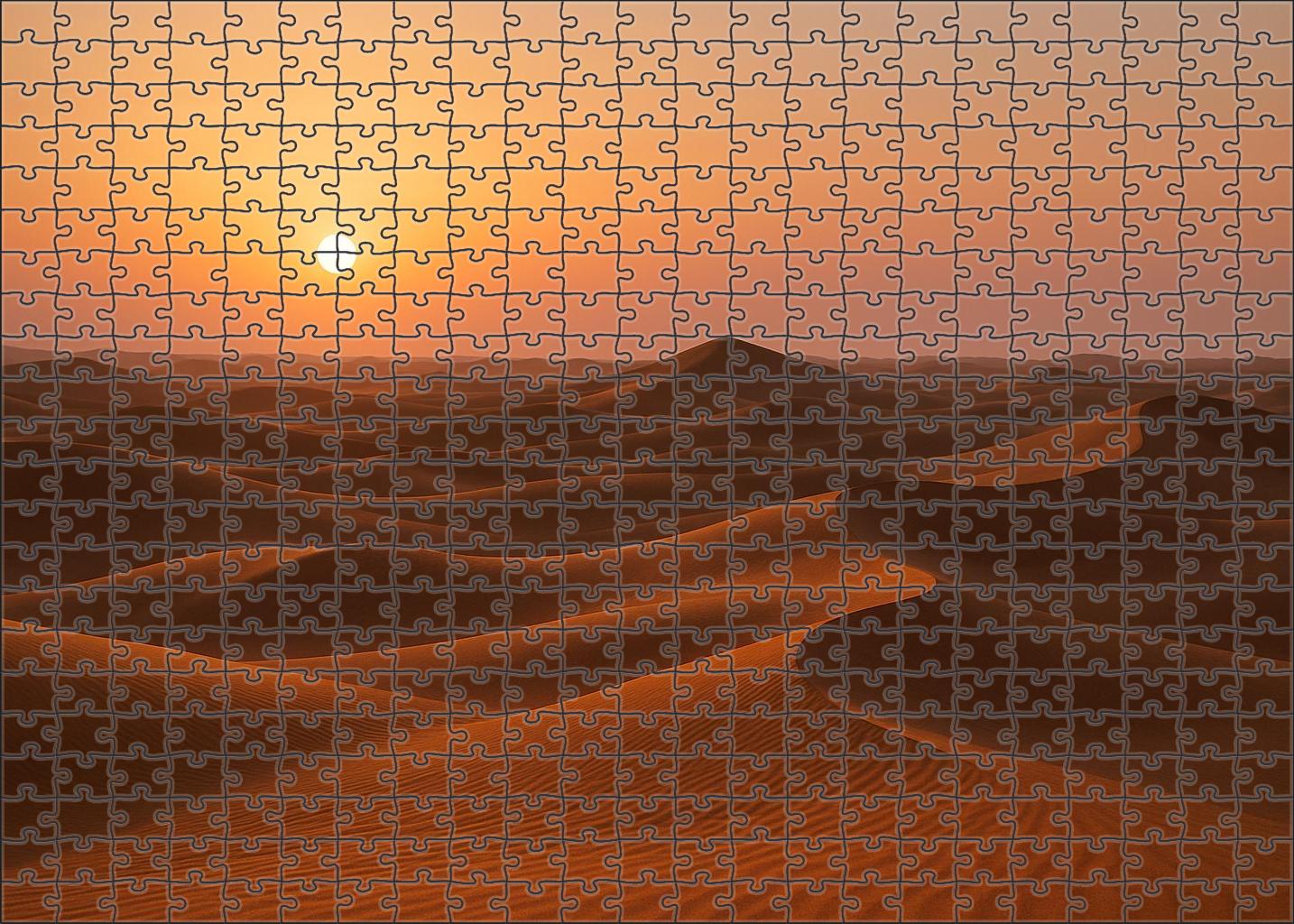 Amber Dune Horizon Gentle Curves Beneath A Setting Sun Puzzle For Kids