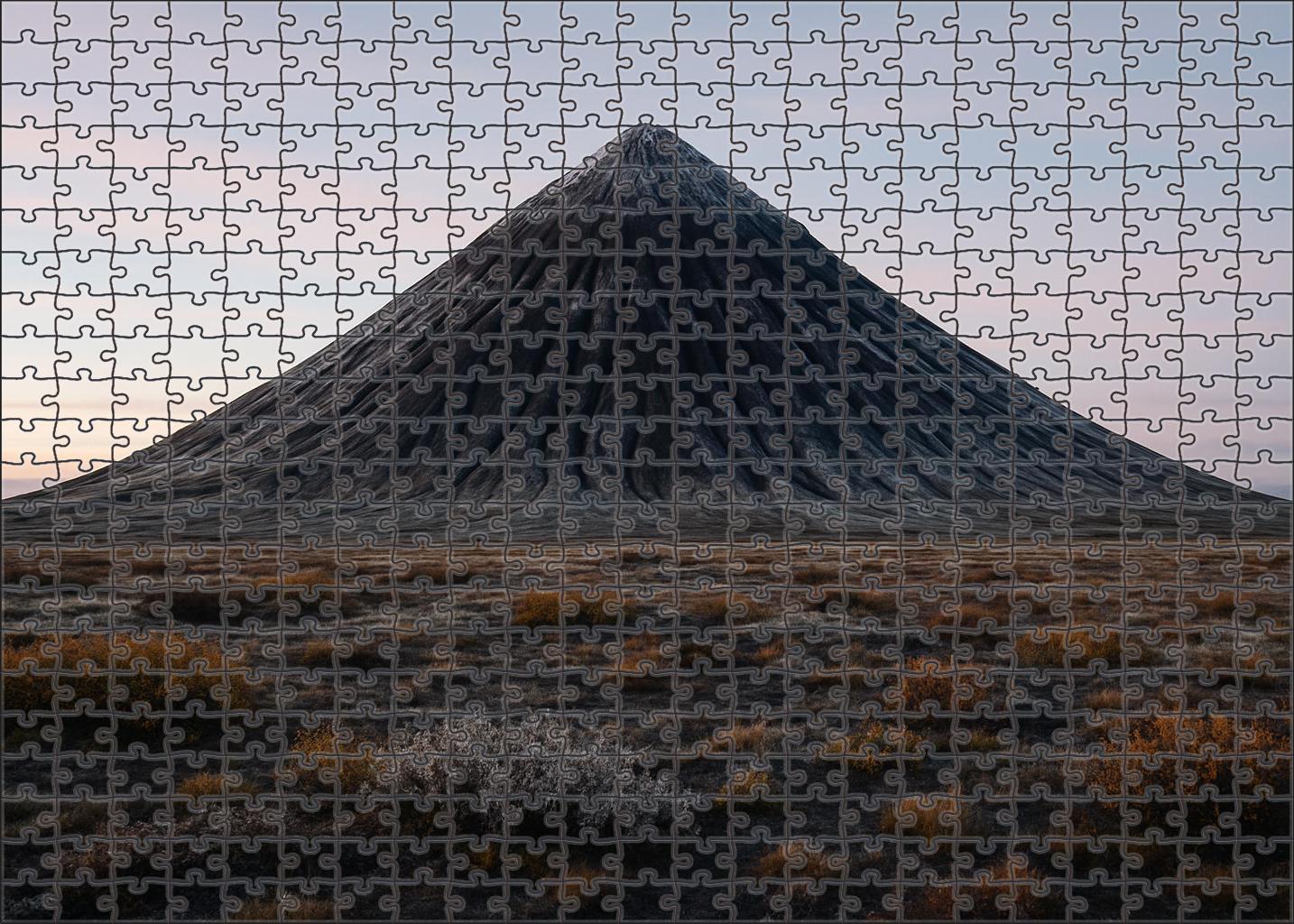 Frost-tipped Volcanic Cone At Dawn Mini Puzzle