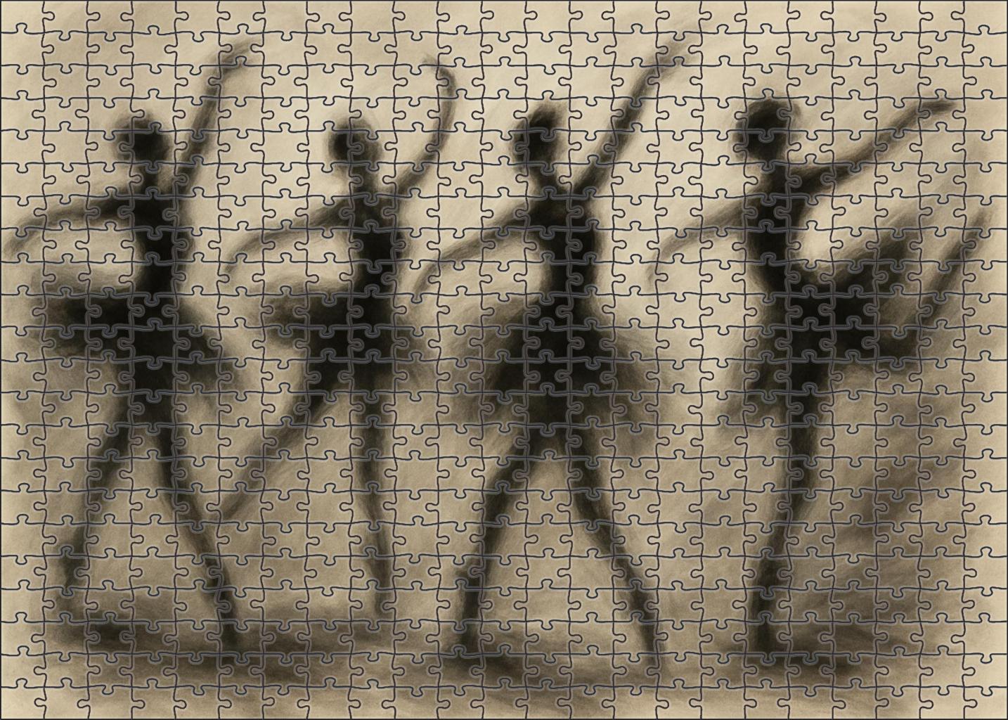 Graceful Ballet Motion Fluid Charcoal Gesture Drawing Of Dancers Large Format Puzzle
