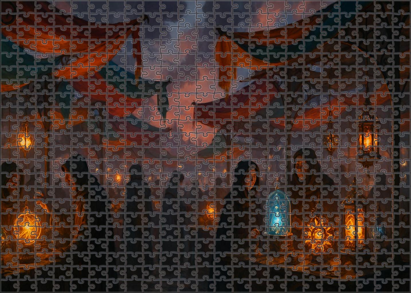 Fantasy Steampunk Marketplace Inventors And Mystics Converge Mini Puzzle