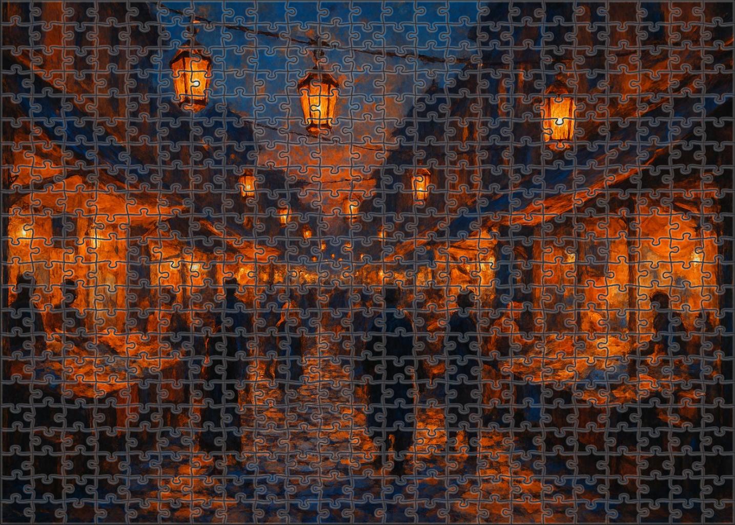Luminous Market Lanterns Custom Jigsaw Puzzle