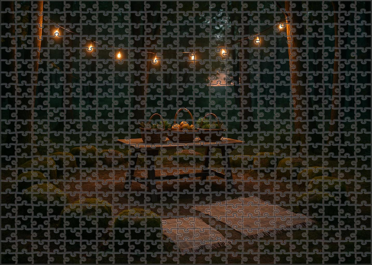 Early Autumn Woodland Retreat Mossy Stones And Harvest Baskets 20 Piece Puzzle