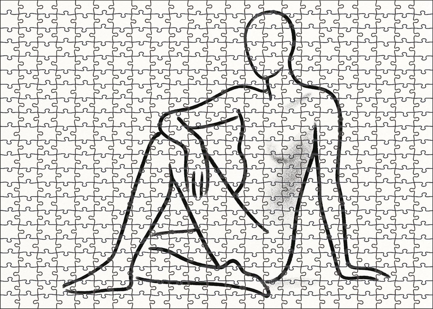 Minimalist Figure Outline Elegant Charcoal Contour Sketch Family Puzzles