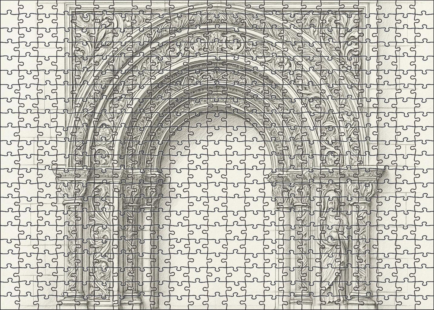 Architectural Arch Detail Precise Technical Pencil Drawing With Clean Lines Large Format Puzzle
