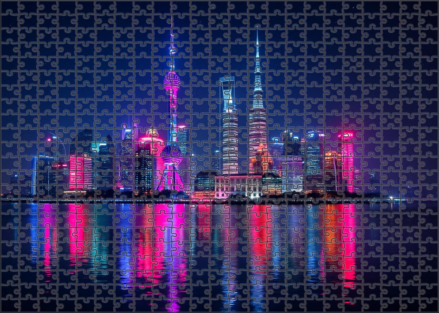 Tokyo Bay Skyline Neon-lit Urban Spectacle With Tokyo Skytree And Tokyo Tower Puzzle For Adults