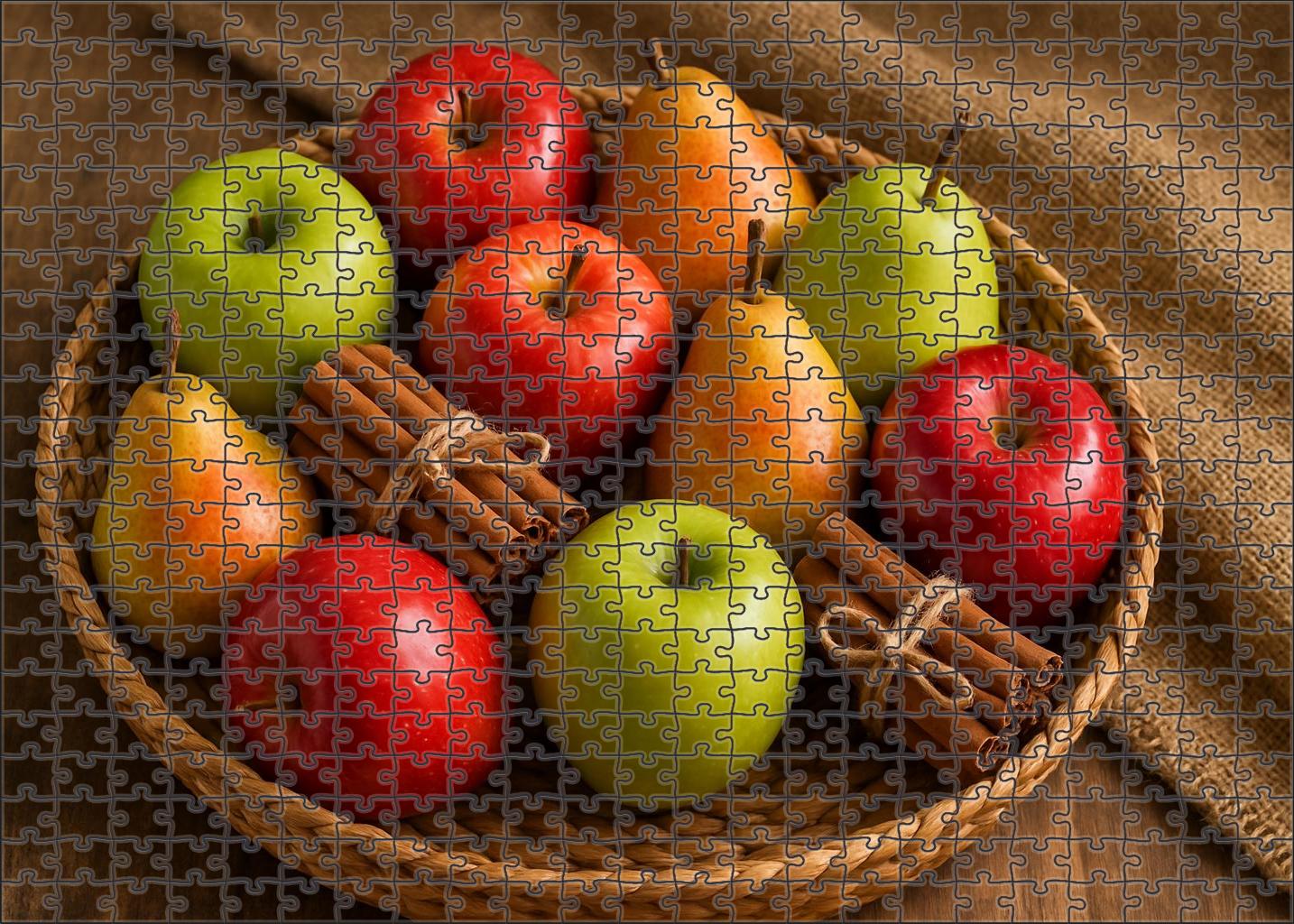 Autumn Orchard Basket Mixed Apples And Pears With Cinnamon Sticks 500 Piece Puzzle