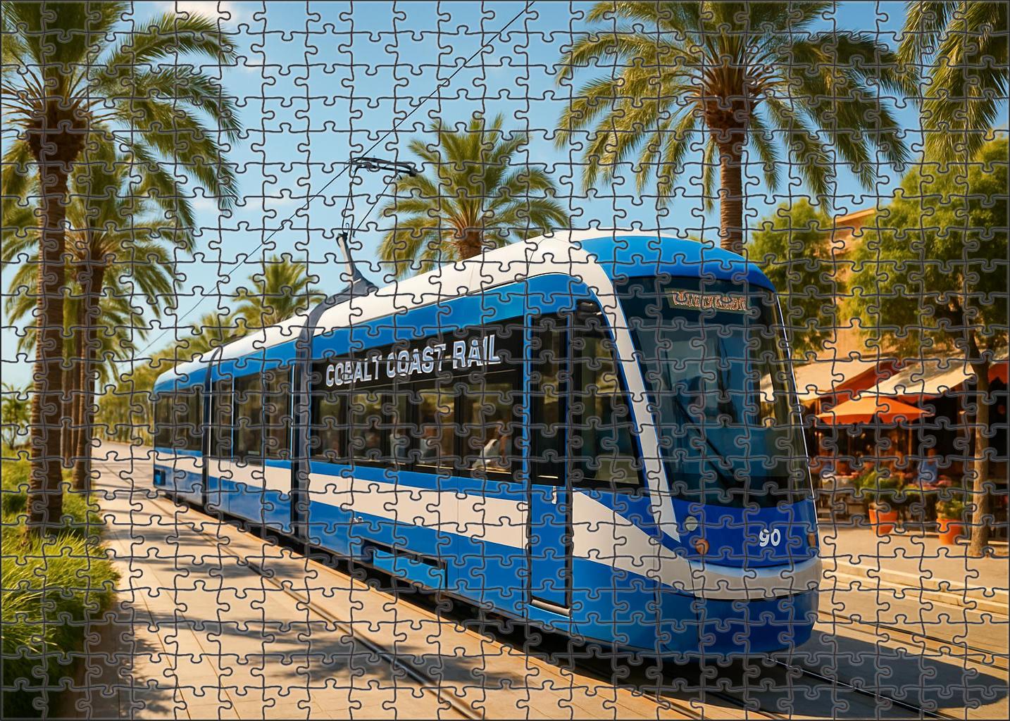 Cobalt Coast Light Rail Modern Electric Tram System With Sleek Low-floor Cars Challenging Puzzles