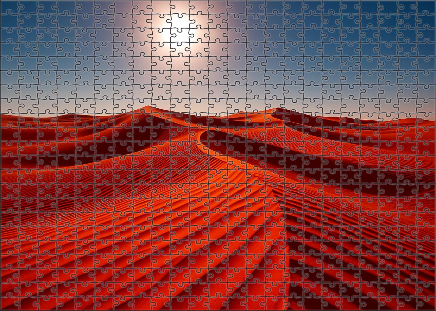 Crimson Wave Undulating Red Sand Ridges Under Midday Sun Large Format Puzzle