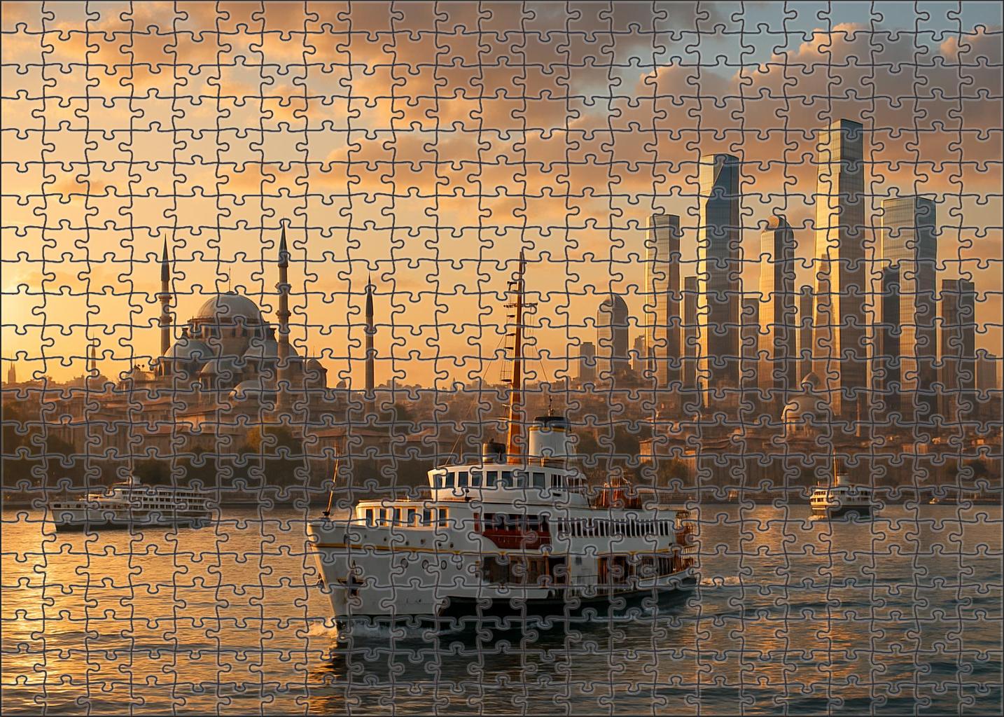 Istanbul Bosphorus Skyline A Fusion Of Ancient Domes And Modern Skyscrapers Bridging Two Continents Puzzle For Kids