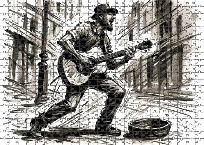 Dynamic Street Performer Sketch Bold Brush Pen Illustration With Energetic Lines Large Format Puzzle