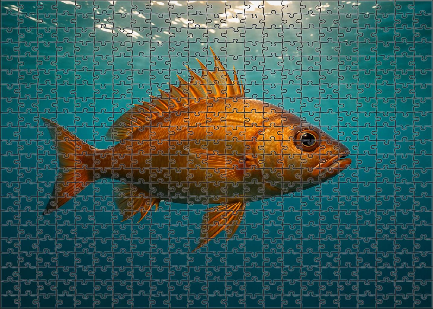 Amber Spinefish Elongated Hunter With Radiating Fin Spines Mini Puzzle