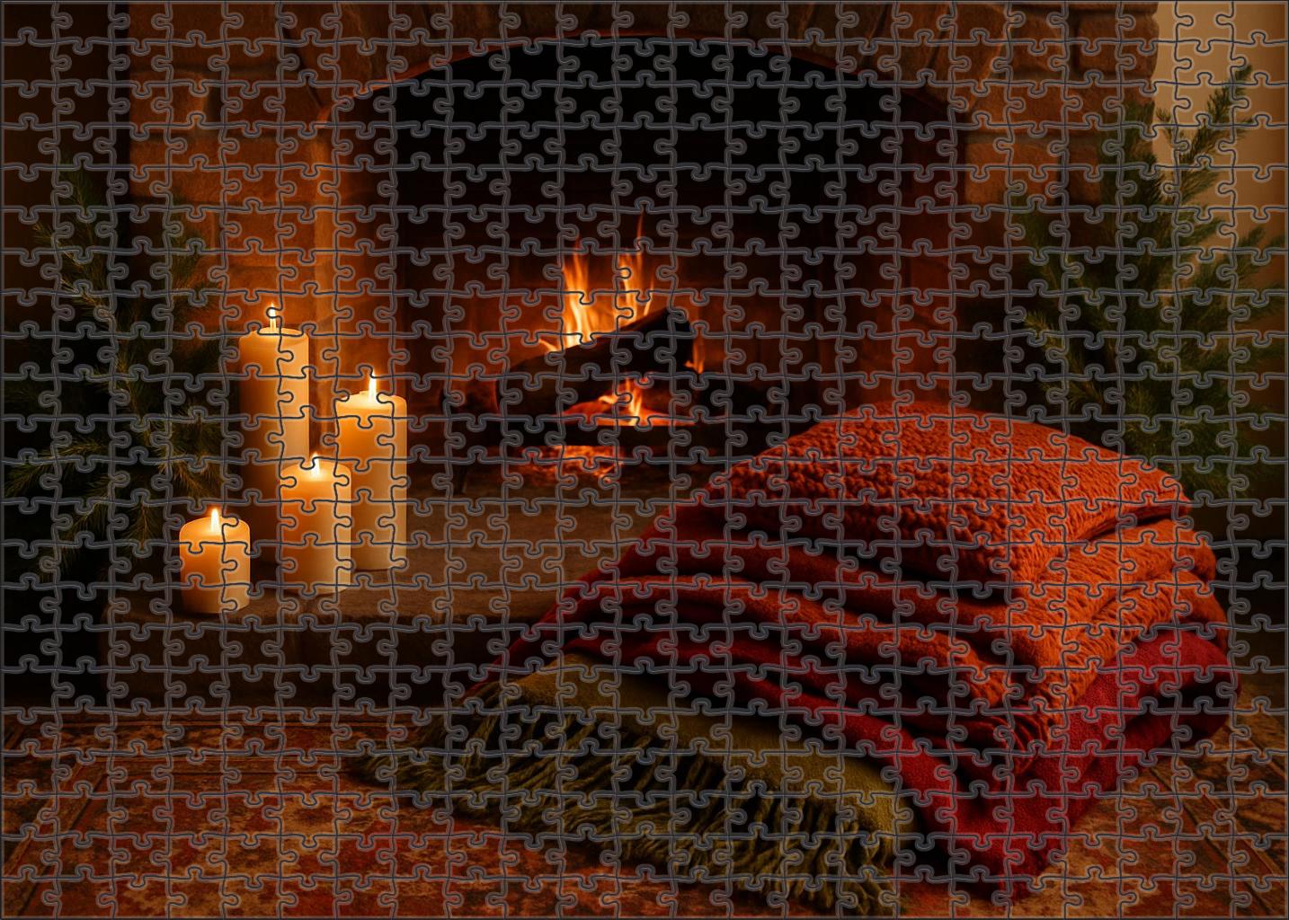 Snowy Hearthside Haven Soft Textiles And Candlelight Warmth 100 Piece Puzzle
