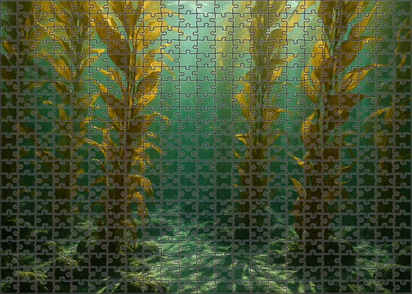 Twisting Kelp Labyrinth Towering Forests Beneath Rolling Waves Premium Puzzle Pieces