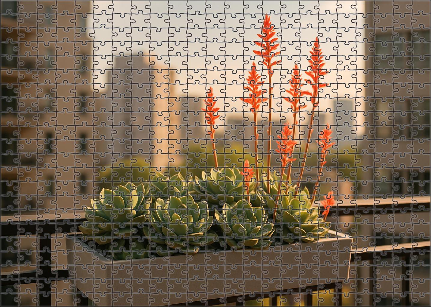 Urban Oasis Balcony Garden Succulent Clusters And Spiky Accent Flowers 50 Piece Puzzle