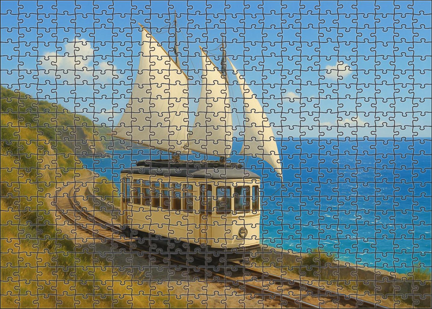 Wind-powered Coastal Sailtram 50 Piece Puzzle
