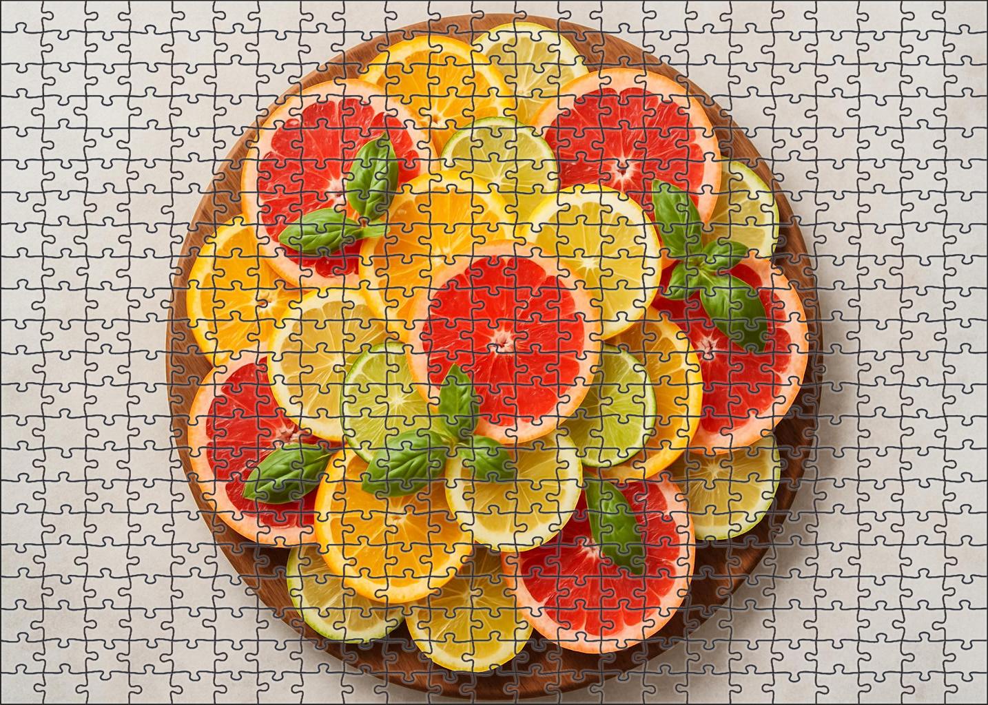 Luminous Citrus Mosaic Grapefruit Orange Lemon And Lime Artistry 500 Piece Puzzle