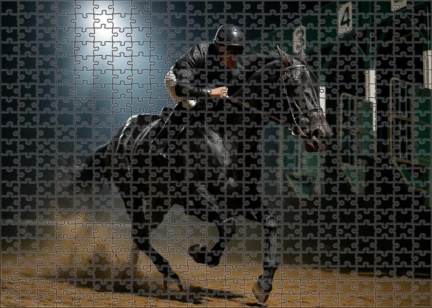 Shadow Lance Sleek Midnight Black Thoroughbred With Explosive Speed 50 Piece Puzzle