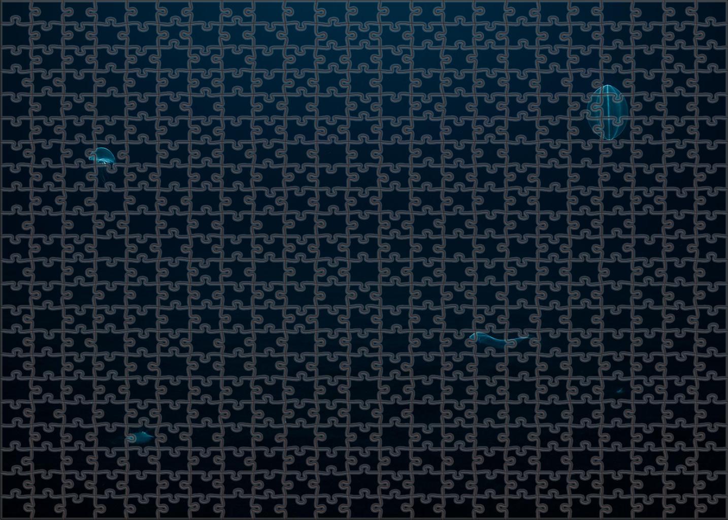 Abyssal Plain Silence Endless Dark Depths Under A Faint Blue Glow 20 Piece Puzzle