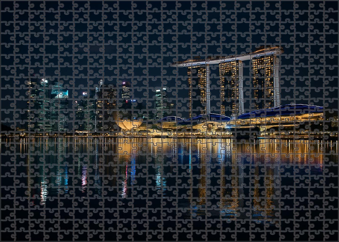 Singapore Marina Bay Skyline A Sleek Futuristic Ensemble With Landmark Marina Bay Sands Dominating The Composition Puzzle For Kids