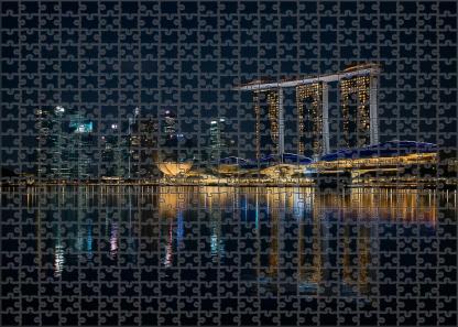 Singapore Marina Bay Skyline A Sleek Futuristic Ensemble With Landmark Marina Bay Sands Dominating The Composition Puzzle For Kids