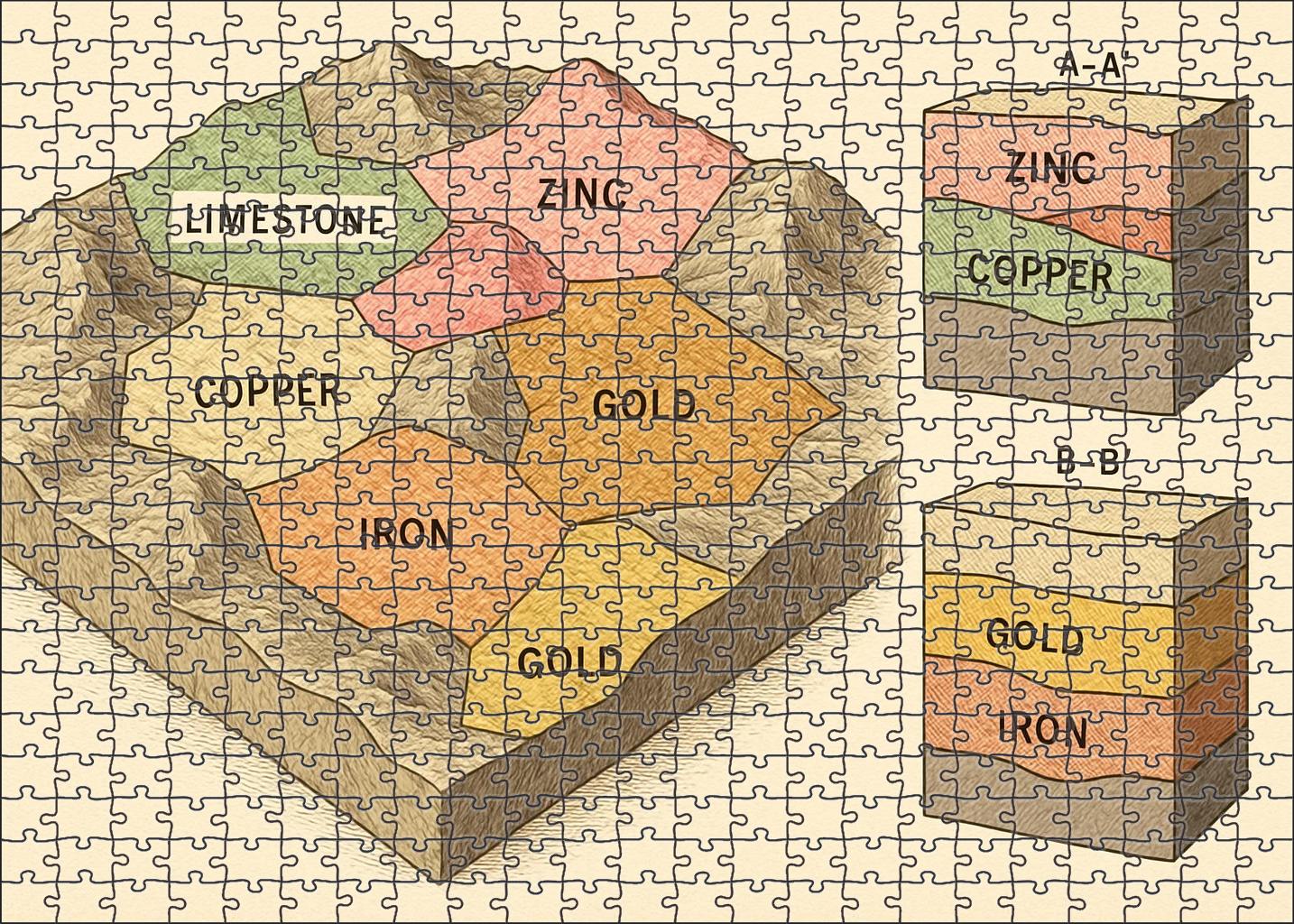 Underground Resource Deposits Map Large Format Puzzle