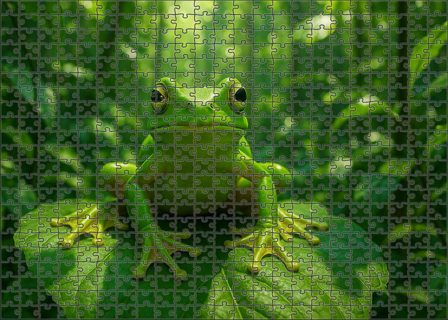 Verdant Crest Hopper Vibrant Arboreal Amphibian With Expansive Webbed Feet Puzzle For Adults