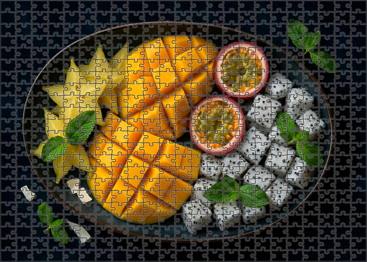 Tropical Twilight Exotic Fruits Under Moonlight Glow 20 Piece Puzzle