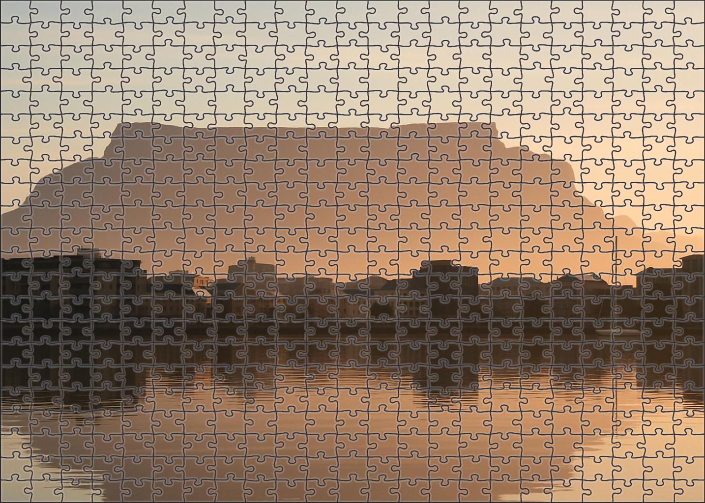 Cape Town Skyline Coastal Mountains Meet Urban Silhouettes Mini Puzzle