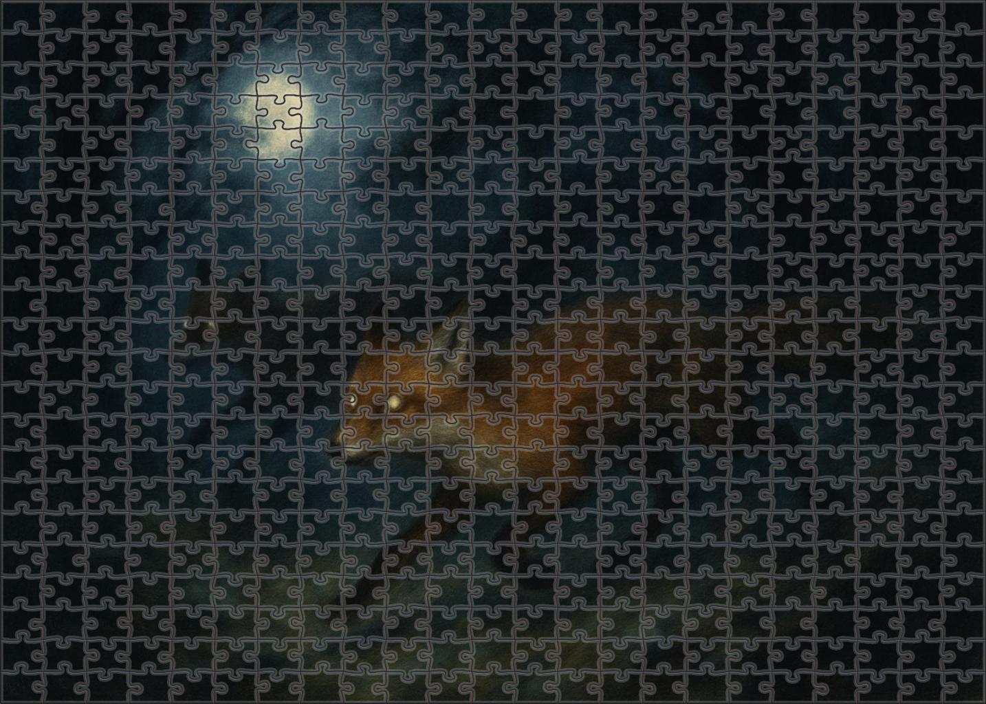 Nocturnal Woodland Creatures Soft Charcoal Sketch Of Foxes In Moonlight Puzzle Collection