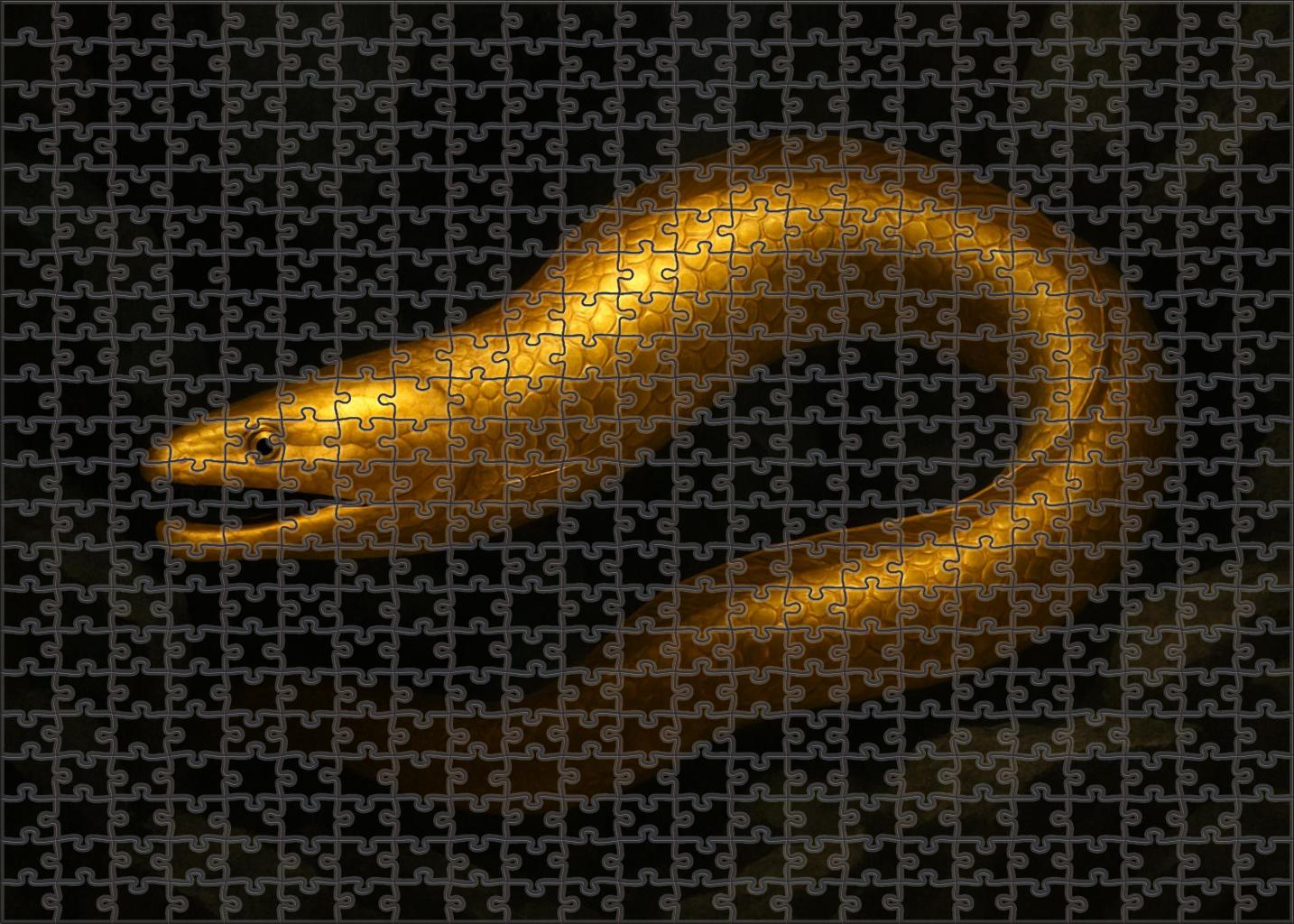 Golden Ribbon Eel Elongated Ambush Predator With Shimmering Scales Mini Puzzle