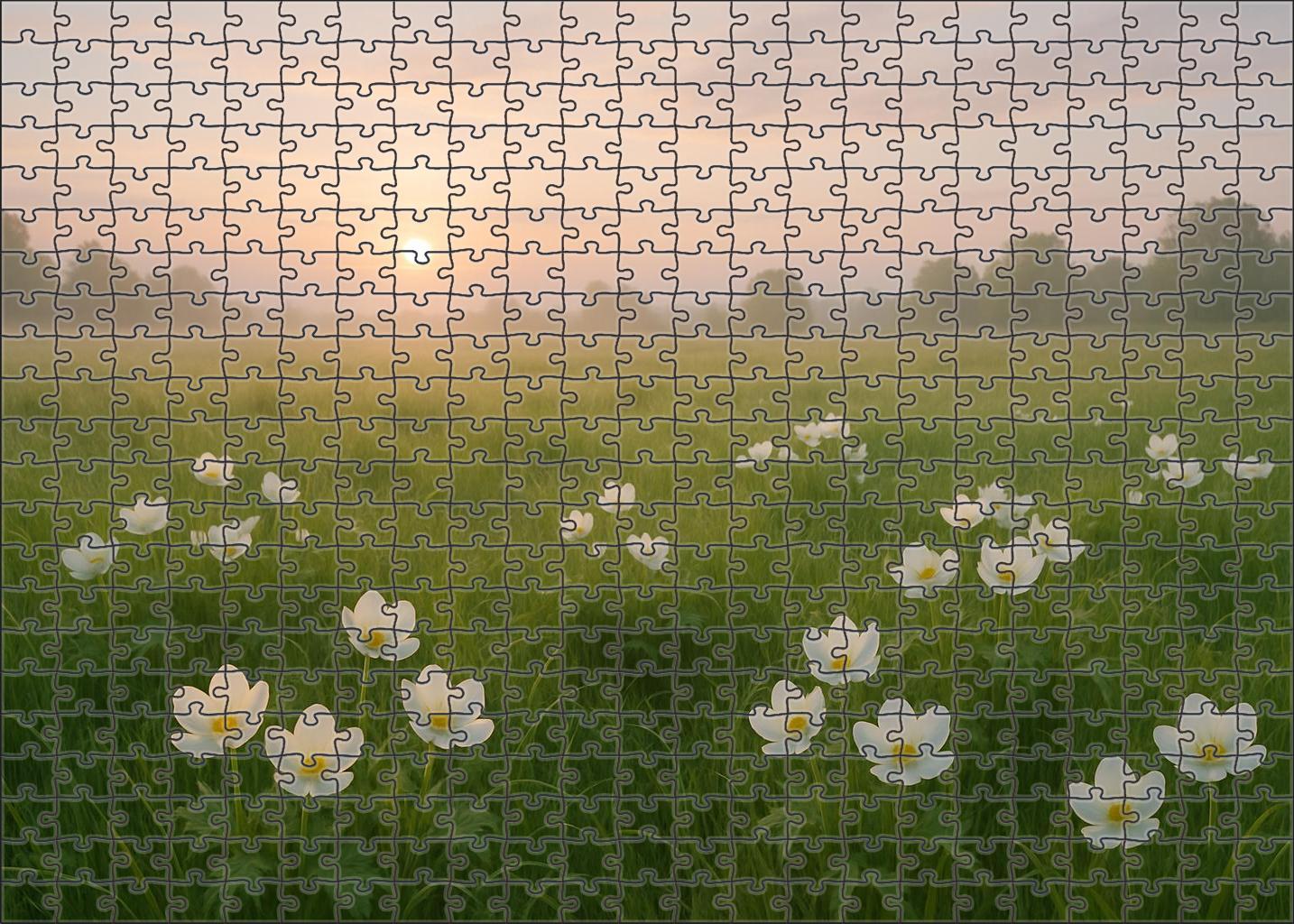 Serene White Meadow Scene Family Puzzles