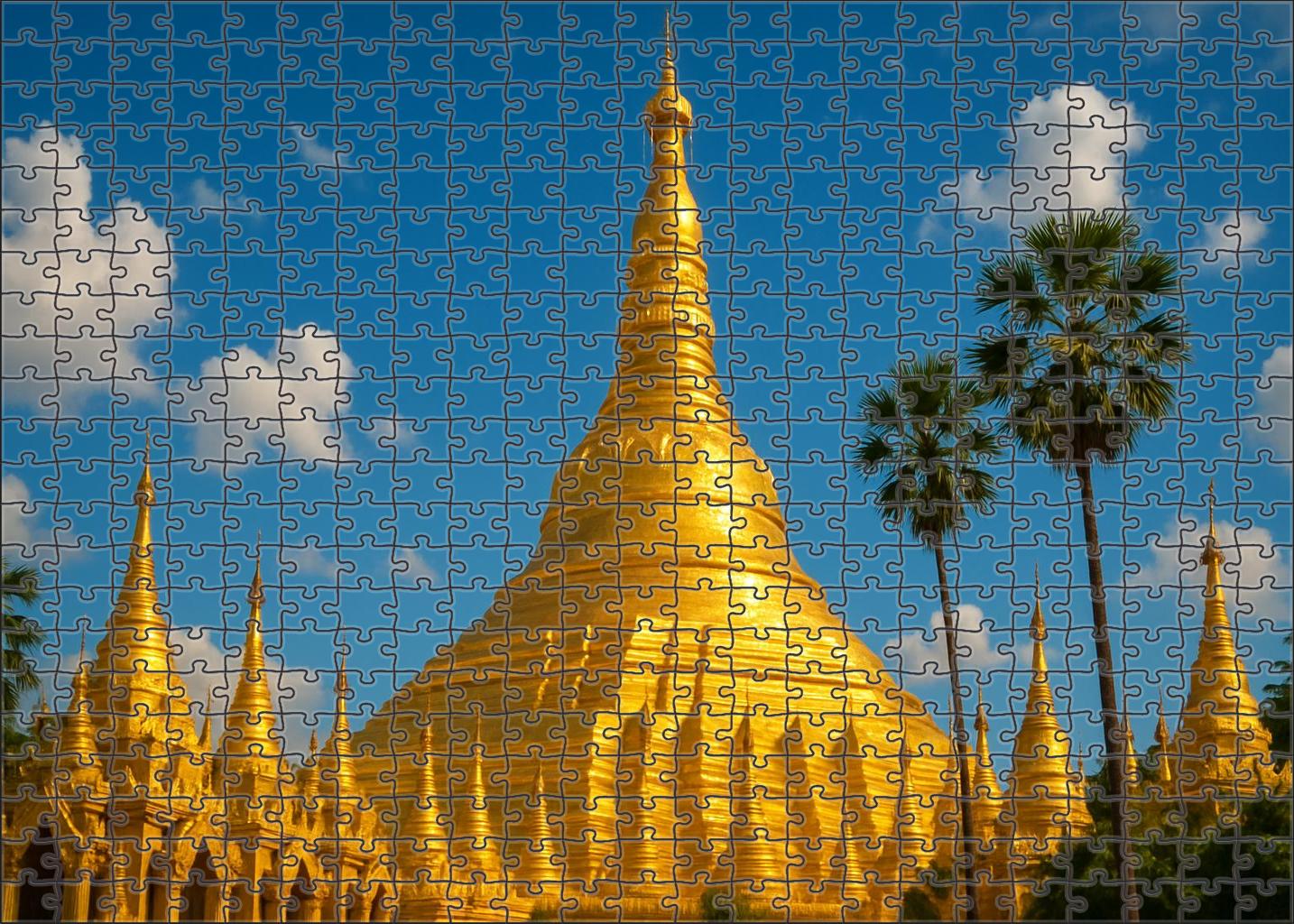 The Shwedagon Pagoda Located In Yangon Myanmar Recognized By Approximately 6590 Globally As A Golden Religious Icon Large Format Puzzle