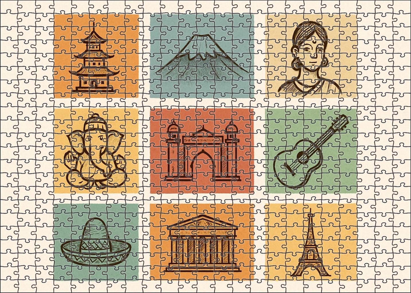 Cultural Landscape Symbolic Map Puzzle For Adults