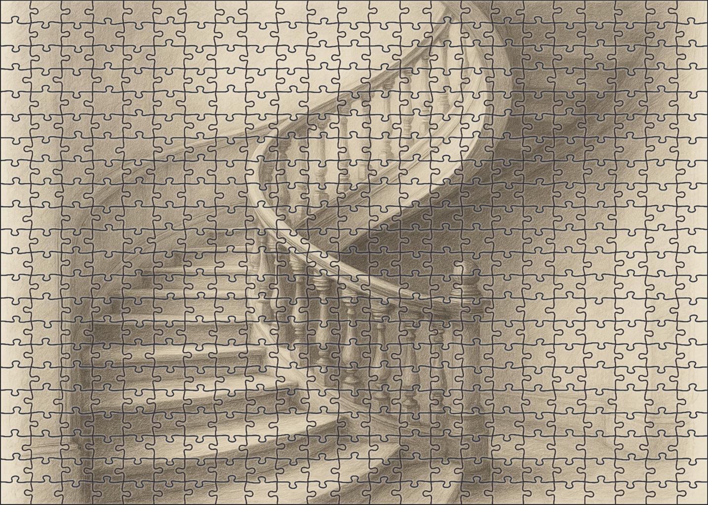 Architectural Spiral Staircase Delicate Pencil Lines And Gradual Shading Large Format Puzzle