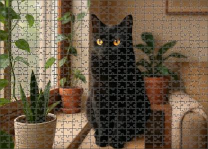 Velvet Nocturne Luxurious Black Shorthair With Playful Grace 200 Piece Puzzle