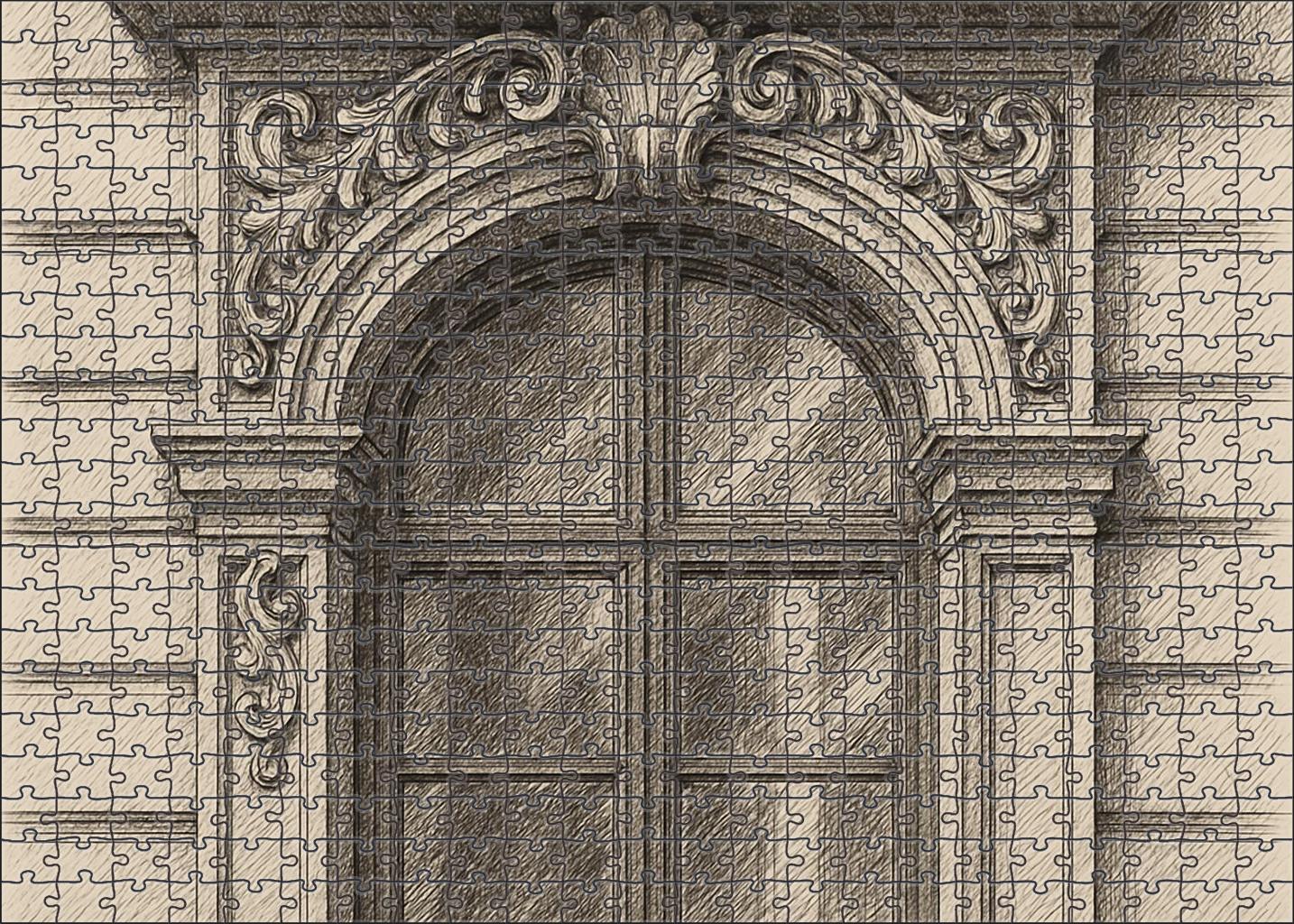 Architectural Window Frames Technical Pen Line Study Premium Puzzle Pieces