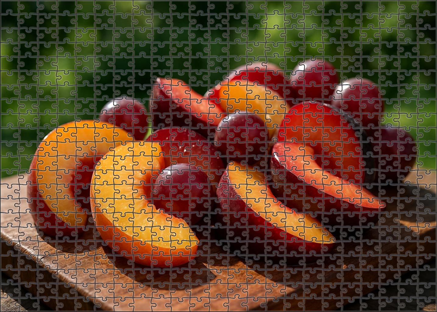 Sunset Orchard Delight Stone Fruit And Grapes Ensemble 100 Piece Puzzle