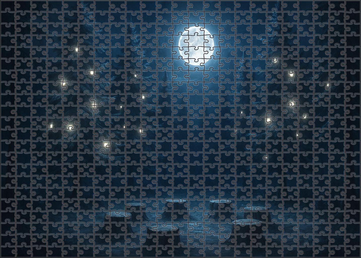 Moonlit Evergreen Retreat Puzzle For Adults