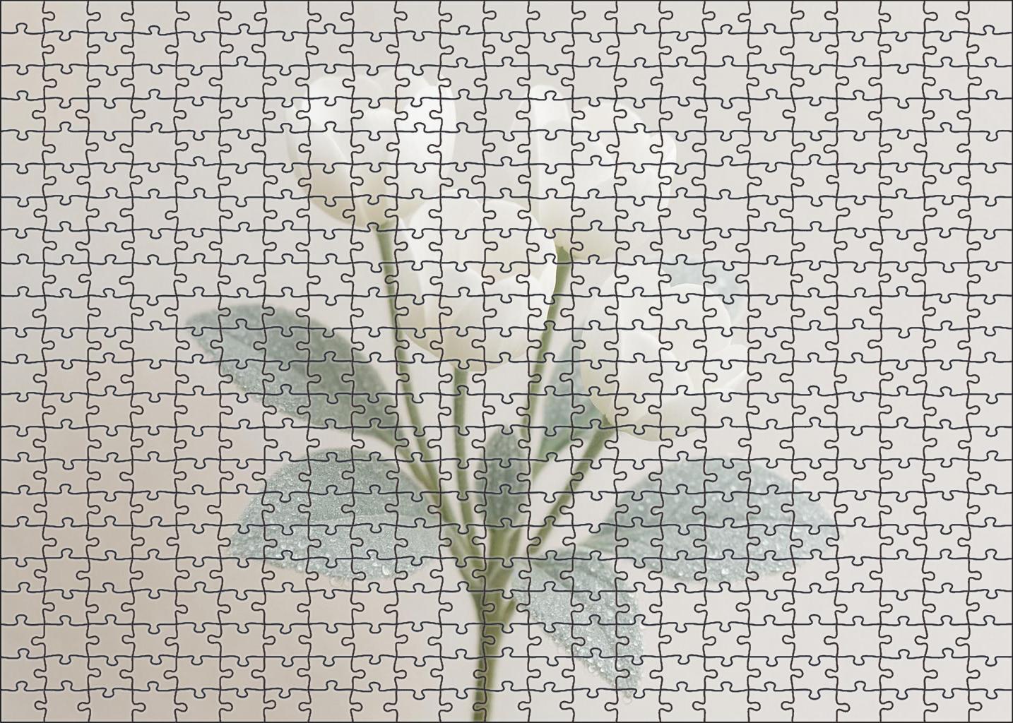 Frost-kissed Woodland Arrangement White Cup-shaped Blooms With Silver-leaved Accents 50 Piece Puzzle