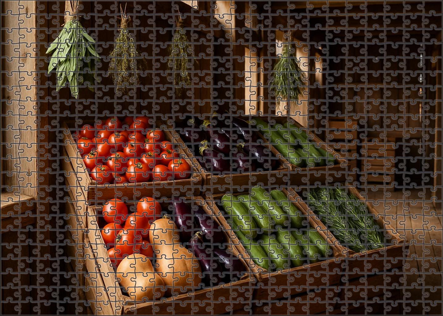 Market Day Mosaic Fresh Produce Aisle In Seasonal Colors 20 Piece Puzzle