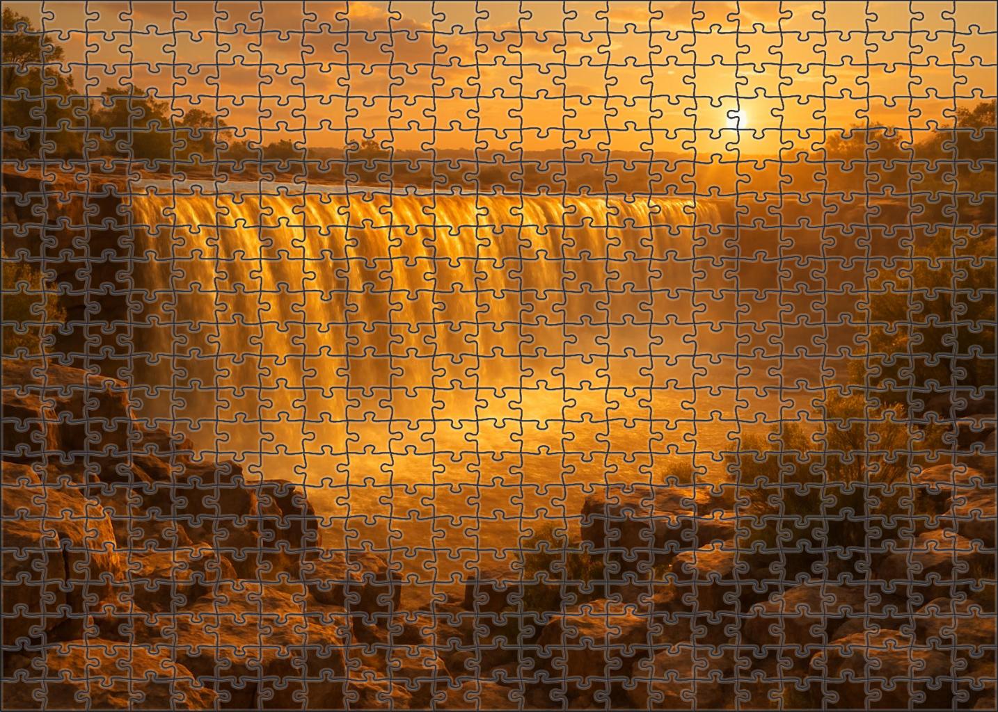 Golden Hour Block Fall Premium Puzzle Pieces